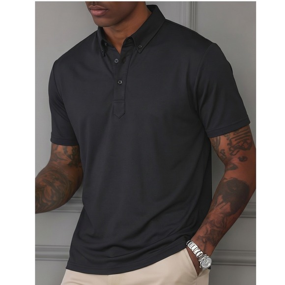 Collars & Co. Other - COLLARS & CO. Dress Collar Polo Mens 3XL Black Short Sleeve Performance